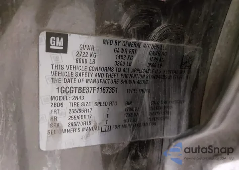 2015 Chevrolet Colorado Lt z USA, uszkodzony, nr VIN 1GCGTBE37F1167351